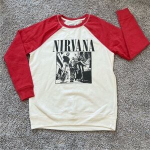 NIRVANA Red and White  Sweatshirt by American Eagle